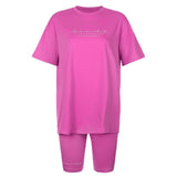 Casual Basic Women's Two Pieces of Sets Homewear Oversize Shirt and Skinny Shorts Set Streetwear Letter Print Set  Cuteandpsycho