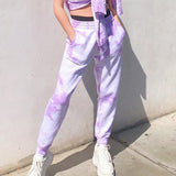 Tie Dye Sweatpants Women Hip Hop Elastic High Waist Baggy Pants Loose Harem Pants Streetwear Fashion Pink Trousers Jogging Pants