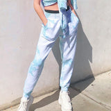 Tie Dye Sweatpants Women Hip Hop Elastic High Waist Baggy Pants Loose Harem Pants Streetwear Fashion Pink Trousers Jogging Pants