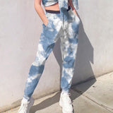 Tie Dye Sweatpants Women Hip Hop Elastic High Waist Baggy Pants Loose Harem Pants Streetwear Fashion Pink Trousers Jogging Pants