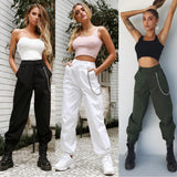 Women Pants Casual Jogger Dance Sport Pants Baggy Slacks Trousers Ladies  High Waist Chain Hip-Pop Combat Cargo Pants for Women