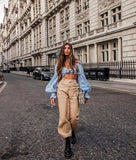 Women Pants Casual Jogger Dance Sport Pants Baggy Slacks Trousers Ladies  High Waist Chain Hip-Pop Combat Cargo Pants for Women