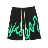 Harajuku Green Graffiti Print Loose Casual Shorts Men and Women Drawstring Baggy Streetwear Shorts Summer Oversize Hip Hop Short
