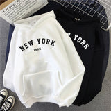 NEW 8 Colors Sweatshirts velvet winter Women's NEW YORK printing Hooded Female 2020 Cotton Thicken Warm Hoodies Lady Autumn Tops