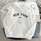 NEW 8 Colors Sweatshirts velvet winter Women's NEW YORK printing Hooded Female 2020 Cotton Thicken Warm Hoodies Lady Autumn Tops