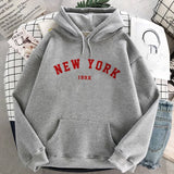 NEW 8 Colors Sweatshirts velvet winter Women's NEW YORK printing Hooded Female 2020 Cotton Thicken Warm Hoodies Lady Autumn Tops