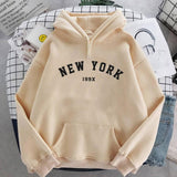 NEW 8 Colors Sweatshirts velvet winter Women's NEW YORK printing Hooded Female 2020 Cotton Thicken Warm Hoodies Lady Autumn Tops