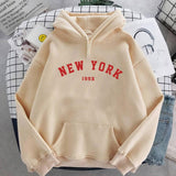 NEW 8 Colors Sweatshirts velvet winter Women's NEW YORK printing Hooded Female 2020 Cotton Thicken Warm Hoodies Lady Autumn Tops