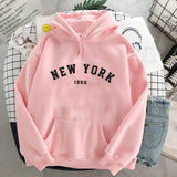 NEW 8 Colors Sweatshirts velvet winter Women's NEW YORK printing Hooded Female 2020 Cotton Thicken Warm Hoodies Lady Autumn Tops