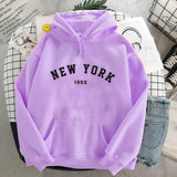 NEW 8 Colors Sweatshirts velvet winter Women's NEW YORK printing Hooded Female 2020 Cotton Thicken Warm Hoodies Lady Autumn Tops