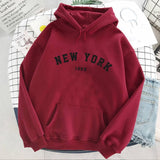 NEW 8 Colors Sweatshirts velvet winter Women's NEW YORK printing Hooded Female 2020 Cotton Thicken Warm Hoodies Lady Autumn Tops