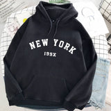 NEW 8 Colors Sweatshirts velvet winter Women's NEW YORK printing Hooded Female 2020 Cotton Thicken Warm Hoodies Lady Autumn Tops