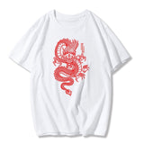Streetwear tops women's T-shirt ulzzang Harajuku vintage Chinese dragon print T-shirt summer new Oversize loose casual women