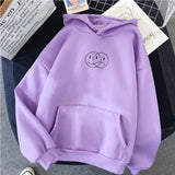 Smile Sad Face oversized Sweatshirt Women  Korean Streetwear for women clothes Hip Hop Line Print Sport swear Tops Hoodies