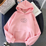 Smile Sad Face oversized Sweatshirt Women  Korean Streetwear for women clothes Hip Hop Line Print Sport swear Tops Hoodies