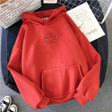 Smile Sad Face oversized Sweatshirt Women  Korean Streetwear for women clothes Hip Hop Line Print Sport swear Tops Hoodies