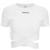 2020 HOT new letter printing cross strap navel T-shirt