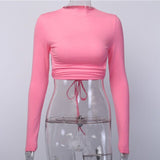 Women Harajuku Open Back T-shirt Long Sleeve Top Cropped Tops Women T-shirt Summer Casual Tops Fashion T-shirt