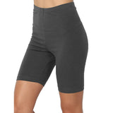 Sweatshorts Women Sport Solid Mid Thigh Stretch Cotton Span High Waist Active Short Leggings Plus Size Bicker Shorts Шорты @35