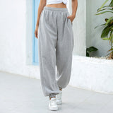 Women Sweatpants Baggy Sports Gray Pants 2020 Casual Joggers Wide Leg Oversized Streetwear High Waisted Trousers Women