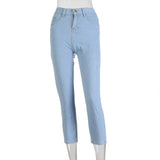 Hip Bandage Lace Up High Waist Women Jeans Street Fashion Fitness Trousers Vintage Pants Woman Outfits Denim Female Pantacourt
