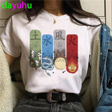 Totoro Harajuku Ullzang T Shirt Women Studio Ghibli Kawaii T-shirt Miyazaki Funny Cartoon Tshirt spirited away Top Tees Female