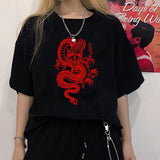 vintage style dragon streetwear women T-shirt