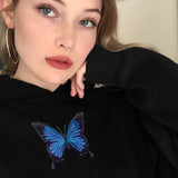 HEYounGIRL Butterfly Print White Black Oversized Sweatshirt Women Harajuku Casual Long Sleeve Pullovers Ladies Sweat Shirt 2020