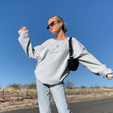 SEASONS Embroidery Oversized Crewneck Sweatshirt Women Autumn Casual Loose Sweat Shirt Long Sleeve Pullover Streetwear ASHO81531