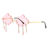 2020 Vintage Clouds Tassel Steampunk Sunglasses Fashion Rimless Driving Glasses Women Men Frameless Punk Glasses Shades UV400