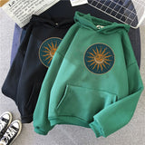 Sun and Moon Hoodie vintage Women's Hooded Sweatshirt Winter Harajuku Oversize Ladies Gothic Loose Sweatshirt Streetweaer Hoodie