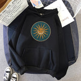 Sun and Moon Hoodie vintage Women's Hooded Sweatshirt Winter Harajuku Oversize Ladies Gothic Loose Sweatshirt Streetweaer Hoodie