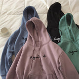 New Hoodies Women Winter Warm Thickening Fashion Letter Print Long Sleeve Hooded Pullover Korean Loose Women's Tops Sweatshirt