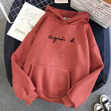 New Hoodies Women Winter Warm Thickening Fashion Letter Print Long Sleeve Hooded Pullover Korean Loose Women's Tops Sweatshirt