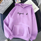 New Hoodies Women Winter Warm Thickening Fashion Letter Print Long Sleeve Hooded Pullover Korean Loose Women's Tops Sweatshirt