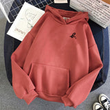 New Hoodies Women Winter Warm Thickening Fashion Letter Print Long Sleeve Hooded Pullover Korean Loose Women's Tops Sweatshirt