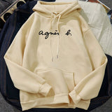 New Hoodies Women Winter Warm Thickening Fashion Letter Print Long Sleeve Hooded Pullover Korean Loose Women's Tops Sweatshirt