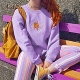 Purple Casual Sweatshirt Long Sleeve Sweat Shir