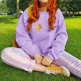 Purple Casual Sweatshirt Long Sleeve Sweat Shir