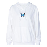 Butterfly Print Oversized Sweatshirt White Hoodies