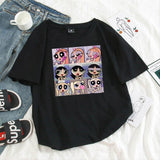 Summer casual Women T-shirts Ulzzang Streetwear kawaii cartoon print Tshirt Korean Style Tops Harajuku short sleeve t shirt
