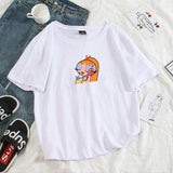 Summer casual Women T-shirts Ulzzang Streetwear kawaii cartoon print Tshirt Korean Style Tops Harajuku short sleeve t shirt