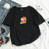 Summer casual Women T-shirts Ulzzang Streetwear kawaii cartoon print Tshirt Korean Style Tops Harajuku short sleeve t shirt