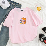 Summer casual Women T-shirts Ulzzang Streetwear kawaii cartoon print Tshirt Korean Style Tops Harajuku short sleeve t shirt