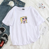 Summer casual Women T-shirts Ulzzang Streetwear kawaii cartoon print Tshirt Korean Style Tops Harajuku short sleeve t shirt