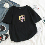 Summer casual Women T-shirts Ulzzang Streetwear kawaii cartoon print Tshirt Korean Style Tops Harajuku short sleeve t shirt