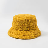 Women Hat Solid Artificial Fur Warm Female Cap Faux Fur Winter Bucket Hat for Women Outdoor Sunscreen Sun Hat Panama Lady Cap