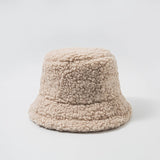 Women Hat Solid Artificial Fur Warm Female Cap Faux Fur Winter Bucket Hat for Women Outdoor Sunscreen Sun Hat Panama Lady Cap