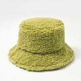 Women Hat Solid Artificial Fur Warm Female Cap Faux Fur Winter Bucket Hat for Women Outdoor Sunscreen Sun Hat Panama Lady Cap