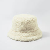 Women Hat Solid Artificial Fur Warm Female Cap Faux Fur Winter Bucket Hat for Women Outdoor Sunscreen Sun Hat Panama Lady Cap